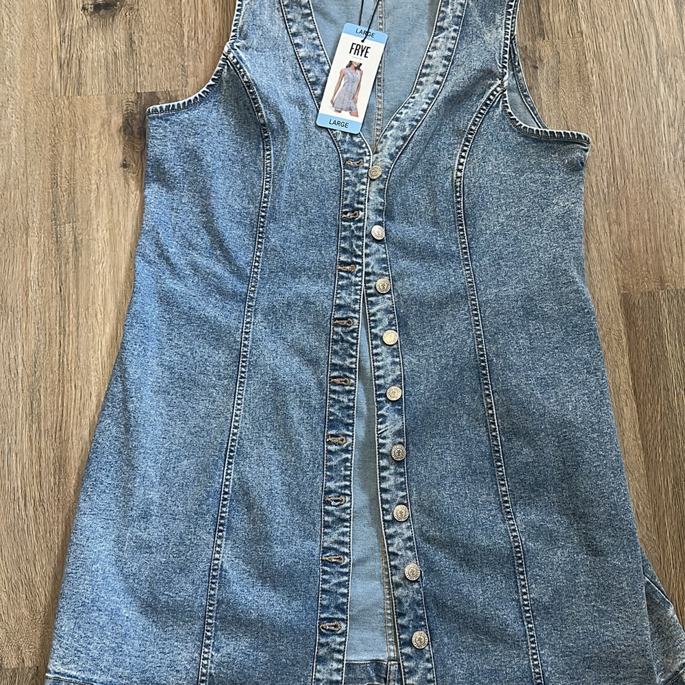 Frye Denim Button-Front Sleeveless Dress